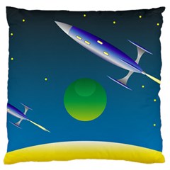 Rocket Spaceship Space Large Cushion Case (two Sides) by HermanTelo