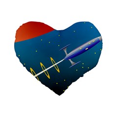 Rocket Spaceship Space Galaxy Standard 16  Premium Flano Heart Shape Cushions by HermanTelo