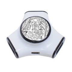 Egyptian Hieroglyphics History Seb 3-port Usb Hub by Pakrebo