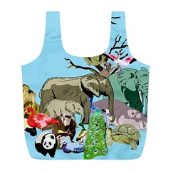 Zoo Animals Peacock Lion Hippo Full Print Recycle Bag (l) by Pakrebo