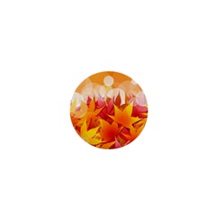 Autumn Background Maple Leaves Bokeh 1  Mini Buttons by Nexatart