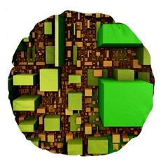 Blocks Cubes Green Large 18  Premium Flano Round Cushions by HermanTelo