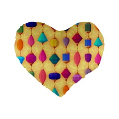 Colorful Background Stones Jewels Standard 16  Premium Heart Shape Cushions by HermanTelo