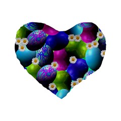 Eggs Happy Easter Standard 16  Premium Heart Shape Cushions by HermanTelo