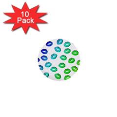 Kiss Mouth Lips Colors 1  Mini Buttons (10 Pack)  by HermanTelo