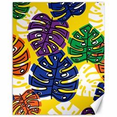 Pattern Leaves Grey Canvas 11  X 14  by HermanTelo