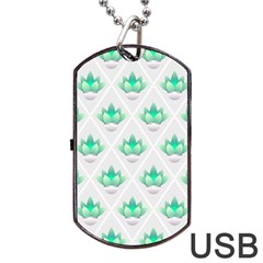 Plant Pattern Green Leaf Flora Dog Tag Usb Flash (two Sides) by HermanTelo