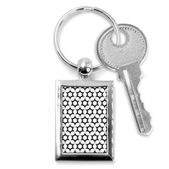 Pattern Star Repeating Black White Key Chain (rectangle) by Sapixe