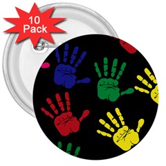 Handprints Hand Print Colourful 3  Buttons (10 Pack)  by Sapixe