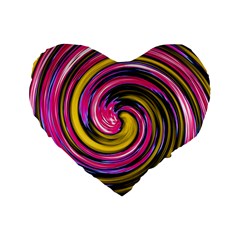 Swirl Vortex Motion Pink Yellow Standard 16  Premium Heart Shape Cushions by HermanTelo