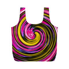 Swirl Vortex Motion Pink Yellow Full Print Recycle Bag (m) by HermanTelo