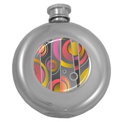 Abstract Colorful Background Grey Round Hip Flask (5 Oz) by Bajindul