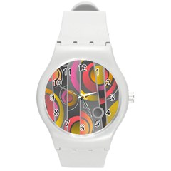 Abstract Colorful Background Grey Round Plastic Sport Watch (m) by Bajindul