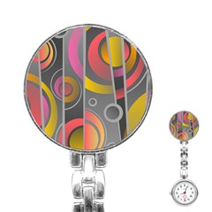 Abstract Colorful Background Grey Stainless Steel Nurses Watch by Bajindul