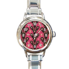 Background Abstract Pattern Round Italian Charm Watch by Bajindul