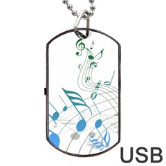 Music Notes Dog Tag Usb Flash (one Side) by Bajindul