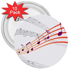 Music Notes Clef Sound 3  Buttons (10 Pack)  by Bajindul