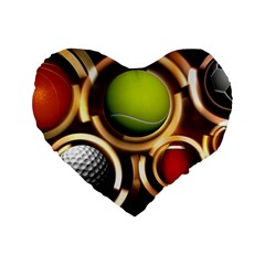 Sport Ball Tennis Golf Football Standard 16  Premium Flano Heart Shape Cushions by Bajindul
