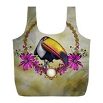 Cute Funny Coutan With Flowers Full Print Recycle Bag (L) Back