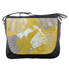 Ochre Yellow And Grey Abstract Messenger Bag by charliecreates