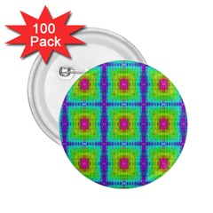 Groovy Yellow Pink Purple Square Pattern 2 25  Buttons (100 Pack)  by BrightVibesDesign