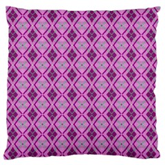 Argyle Large Pink Pattern Large Flano Cushion Case (two Sides) by BrightVibesDesign