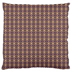 Ornate Oval Pattern Brown Blue Large Flano Cushion Case (two Sides) by BrightVibesDesign