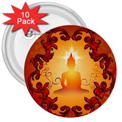 Buddah With Light Effect 3  Buttons (10 Pack)  by FantasyWorld7
