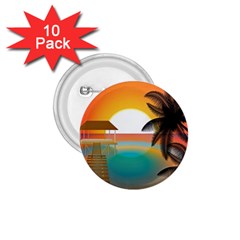 Sunset Beach Beach Palm Ocean 1 75  Buttons (10 Pack) by Pakrebo
