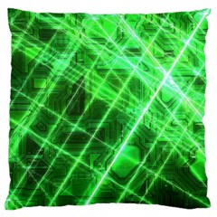 Futuristic Background Laser Green Large Flano Cushion Case (two Sides) by Pakrebo