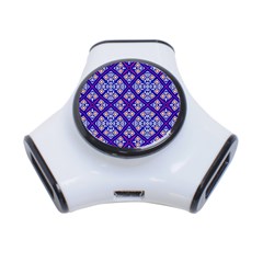 Symmetry Digital Art Pattern Blue 3-port Usb Hub by Pakrebo