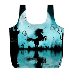 Wonderful Unicorn Silhouette In The Night Full Print Recycle Bag (l) by FantasyWorld7