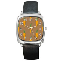 Healthy Fresh Carrot Square Metal Watch by HermanTelo