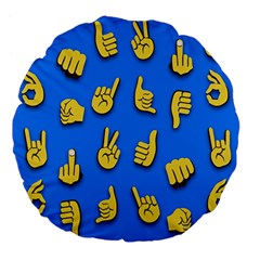 Emojis Hands Fingers Large 18  Premium Flano Round Cushions by Bajindul