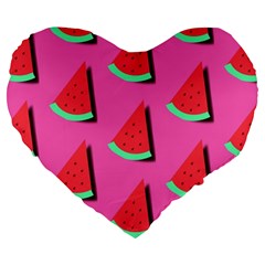 Fresh Watermelon Slices Large 19  Premium Flano Heart Shape Cushions by VeataAtticus