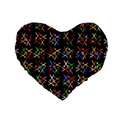 Scissors Pattern Colorful Prismatic Standard 16  Premium Flano Heart Shape Cushions by HermanTelo