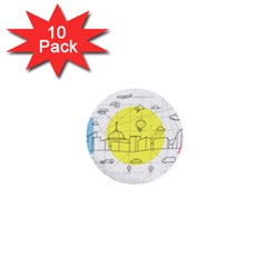 Urban City Skyline Sketch 1  Mini Buttons (10 Pack)  by Simbadda