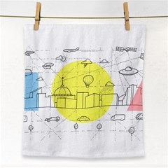 Urban City Skyline Sketch Face Towel by Simbadda