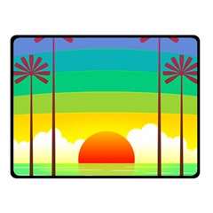 Seaside Sunrise Colorful Ocean Sea Fleece Blanket (small) by Simbadda