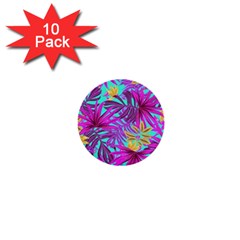 Tropical Greens Leaves Design 1  Mini Buttons (10 Pack)  by Simbadda