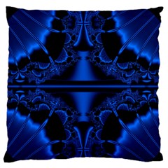 Art Fractal Artwork Creative Blue Black Large Flano Cushion Case (two Sides) by Pakrebo