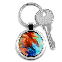 Orange Blue Texture                      Key Chain (round) by LalyLauraFLM