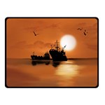 Digital Art Artwork Ship Boats Sea Double Sided Fleece Blanket (Small)  45 x34  Blanket Front
