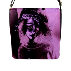 Sad Doll Pink Glow Flap Closure Messenger Bag (l) by snowwhitegirl