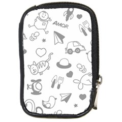 Children Drawings Baby Fish Cat Compact Camera Leather Case by Wegoenart