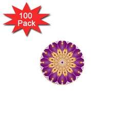 Mandala Stained Flower Drawing 1  Mini Buttons (100 Pack)  by Wegoenart