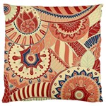 Pop Art Paisley Flowers Ornaments Multicolored 4 Background Solid Dark Red Large Flano Cushion Case (Two Sides) Back
