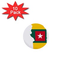 Togo Flag Map Geography Outline 1  Mini Buttons (10 Pack)  by Sapixe