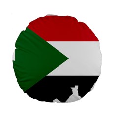 Sudan Flag Map Geography Outline Standard 15  Premium Round Cushions by Sapixe
