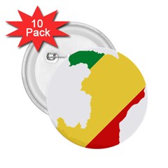 Congo Flag Map Geography Outline 2 25  Buttons (10 Pack)  by Sapixe